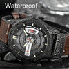 CURREN M8301 Men Military Sports Watch Quartz Date Clock Leather Wristwatch(black case grey face light brown band)
