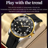 OLEVS 6650 Men Luminous Waterproof Silicone Strap Mechanical Watch(Black + Gold)