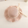 Parent-child Princess Style Beach Hat Straw Hat Adult 56-58cm(Milk White)