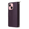 For iPhone 15 Nine-card Slots Zipper Wallet Bag Leather Phone Case(Dark Purple)