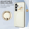 For Samsung Galaxy S25+ 5G Ring Holder Card Bag Skin Feel Phone Case(White)