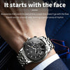 OLEVS 2892 Men Multifunctional Business Waterproof Quartz Watch(Black + Silver)