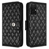 For Redmi 10 Prime+ 5G India Rhombic Texture Flip Leather Phone Case with Lanyard(Black)