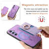 For Samsung Galaxy S23 Ultra 5G Retro Cross Leather Ring Side Insert Card Bag MagSafe Phone Case(Purple)