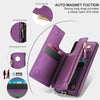 For Samsung Galaxy A73 5G Double Flap Zipper RFID Leather Phone Case with Short Lanyard(Dark Purple)