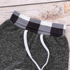 Hoodies Toddler Plaid Hooded Tops Long Pants Kids Set, Kid Size:100cm(Dark Grey)