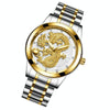 FNGEEN S666 Waterproof Luminous Watch Quartz Ultra-Thin Dragon Or Phoenix Pattern Couple Watch(Between Gold White Surface)