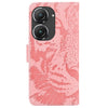 For Asus Zenfone 9 Tiger Embossing Pattern Flip Leather Phone Case(Pink)