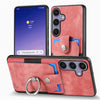 For Samsung Galaxy S25 5G Retro Skin-feel Ring Card Wallet Phone Case(Pink)