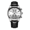 Ochstin 5043G Multifunctional Waterproof Leather Strap Quartz Watch(Silver+White+Black)