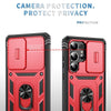 For Samsung Galaxy S25 Ultra 5G Sliding Camshield TPU Hybrid PC Phone Case with Holder(Red+Black)