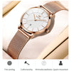 OLEVS 5869 Ladies Business Waterproof Steel Strap Quartz Watch(White + Rose Gold)