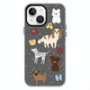 For iPhone 15 Skin Feeling Jelly TPU Hybrid PC Phone Case(English Puppy Black)