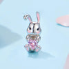 S925 Sterling Silver Easter Cute Bunny DIY Beads(BSC998)