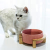 15.5cm/850ml Cat Dog Food Bowl Pet Ceramic Bowl, Style:Bowl With Wooden Frame(Yellow)