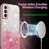 For Samsung Galaxy S21+ 5G Gradient Glitter Flower All-inclusive Phone Case(Pink)