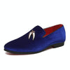 Casual Sickle Suede Men Shoes Flat Slip-on Pointed Toe Dress Shoes Loafer, Size:42(Blue)