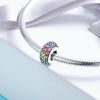 S925 Sterling Silver Pendant Rainbow Pav Diamond Beads DIY Bracelet Necklace Accessories