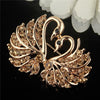 Crystal Swan Brooch Pins Animal Rhinestones Brooches for Women(Champagne)
