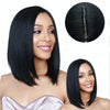 Centre-parted Fluffy Shoulder-length Straight Hair Wig Headgear for Women (Black)