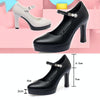 Women High Heels Comfortable Small Heel Temperament Waterproof Platform One Buckle Shoes, Size: 40(Black)