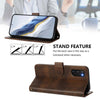For Samsung Galaxy S20 Line Splicing Buckle Retro Leather Phone Case(Brown)