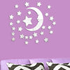 29pcs /Set Acrylic Stars And Moon Stereoscopic Mirror Wall Stickers Self-Adhesive Bedroom Background Wall Decoration(Black)