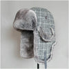 Winter Outdoor Warm Checkered Pattern Bomber Hat Flight Cap, Hat Size:L58-60cm(Gray White)