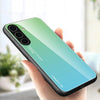 For Samsung Galaxy S25 5G Gradient Color Glass Phone Case(Green Cyan)