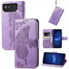 For Asus ROG Phone 6 Butterfly Love Flower Embossed Flip Leather Phone Case(Light Purple)