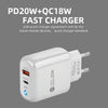 PD04 Type-C + USB Mobile Phone Charger with Type-C to 8 Pin Cable, UK Plug(White)