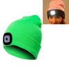 Unisex Warm Winter Polyacrylonitrile Knit Hat Adult Head Cap with 4 LED Lights, Button Battery (Fluorescent Green Light)