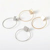 Simple Style Fashion Earrings Women Square Round Geometric Hanging Earrings(Gold)