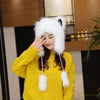 Winter Padded Warm Imitate Fur Bomber Hat for Men and Women, Size:L(White)