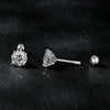 S925 Sterling Silver Platinum Plated Moissanite Threaded Base Stud Earrings(MSE050)