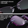 Women Rimless Rhinestone Trimmed Purple Presbyopic Glasses, +4.00D