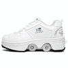 Two-Purpose Skating Shoes Deformation Shoes Double Row Rune Roller Skates Shoes, Size: 33(Low-top Without Light (White))