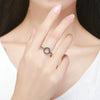 2 PCS Alloy Lucky Circle Diamond Halo Rings, Ring Size:9(Black)