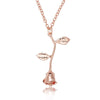 Valentines Day Gift Rose Flower Pendant Jewelry Chain Necklace, Chain Length: 45cm(Rose Gold)