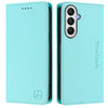 For Samsung Galaxy A25 5G Global RC01 Dual-Folded Magnetic Suction RFID Leather Phone Case(Mint Green)