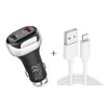 YSY-312 2 in 1 18W Portable QC3.0 Dual USB Car Charger + 1m 3A USB to 8 Pin Data Cable Set(Black)