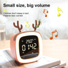 Cartoon Deer Shape Children Snooze Multifunctional USB Rechargeable Student LED Alarm Clock(Orange)