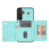 For Samsung Galaxy A55 5G Three Fold Card Bag Phone Case with Long Lanyard(Mint)