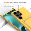 For Samsung Galaxy S25 Ultra 5G Integrated Card Bag Solid Color Liquid Silicone Phone Case with Lanyard(Yellow)