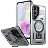 For Samsung Galaxy A35 5G Shield Hollow Frame Holder MagSafe Phone Case(Grey)