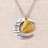 Half-Moon-Shaped Alloy Plated Pendant Necklace With Greetings Engraved At The Backside For Family, Diameter 3cm, Perimeter 9.4cm(Silver+Gold For daughter)
