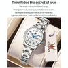 OLEVS 5567 Women Steel Strap Waterproof Quartz Watch(White + Silver)