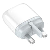 LDNIO Q229 QC3.0 / PD20W USB + Type-C Fast Charger with 1m Type-C to 8 Pin Cable, Plug Type:UK Plug(White)