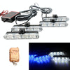 4 in 1 Car 16LEDs Grille Flash Lights Warning Lights with Wireless Remote Control(White Blue)