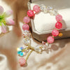 S2204-1 Pink Crystal Beaded Bracelet Ladies Natural Crystal Bracelet